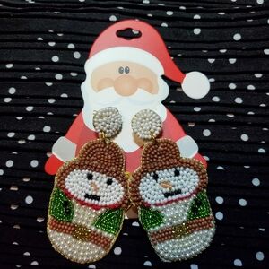Festive Snowman Beaded Earrings